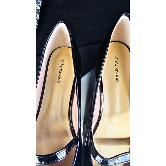 C.Paravano Black Patent Leather Mary Jane Flats - Size 10 - Picture 2 of 4